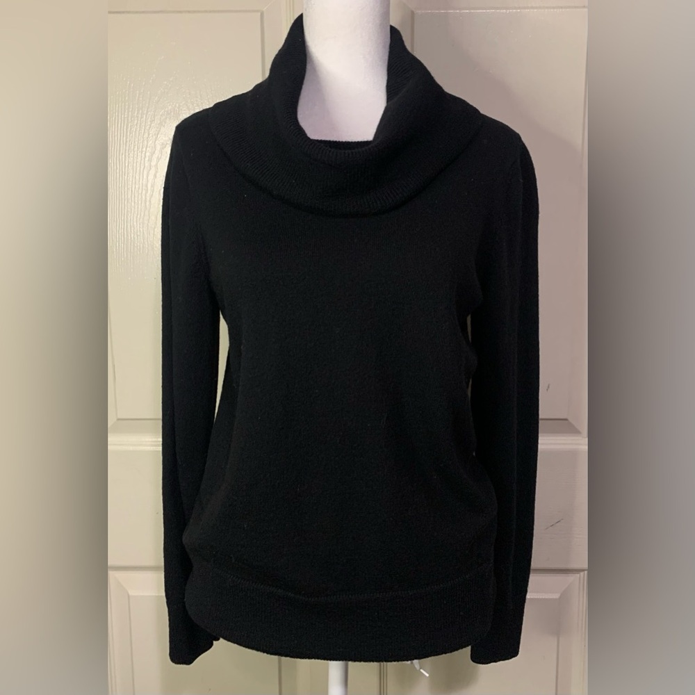 Talbots Women’s Classic Black Cowl Neck Sweater S. Pure Merino Wool NWOT.